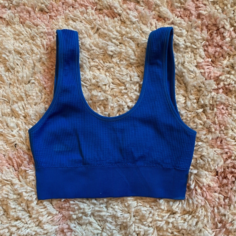 Aerie blue ribbed sports bra